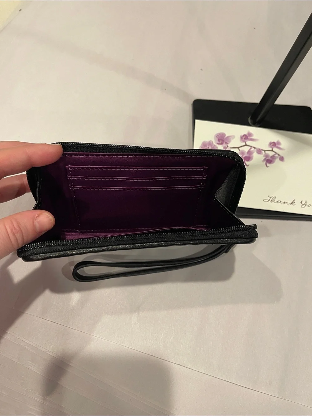 COACH Madison Gathered Twist Pleated Black Leather Clutch Wristlet